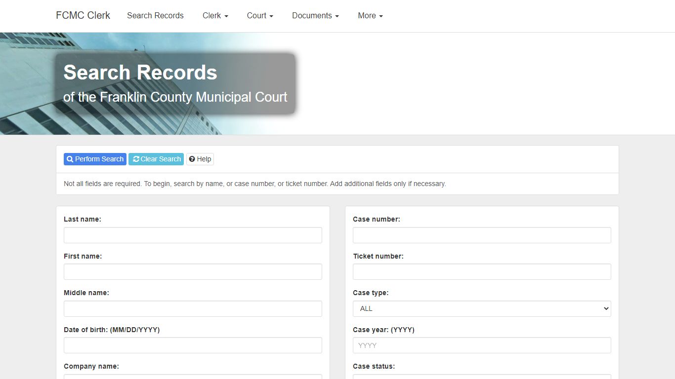 Search Records Search Records of the Franklin County Municipal Court