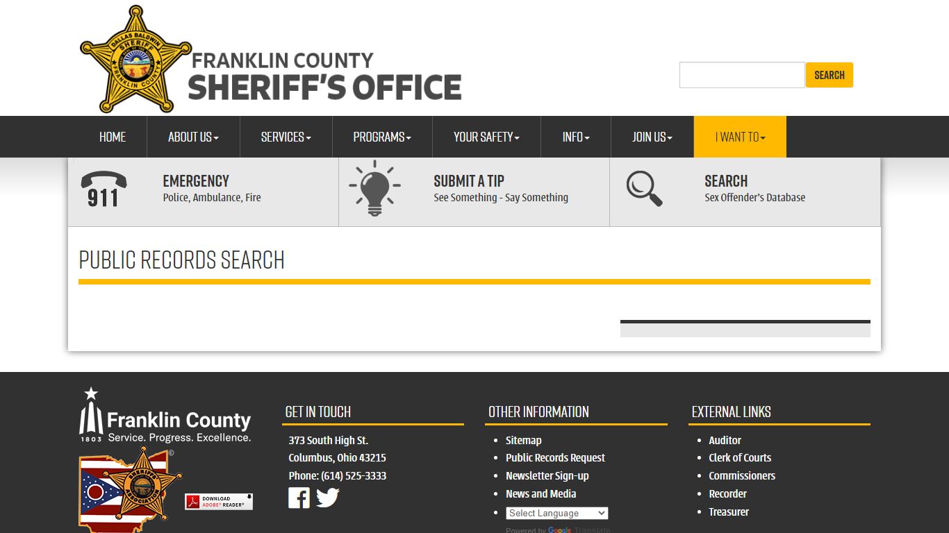 Franklin County Sheriff - Public Records Search